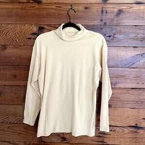 Moda International Butter Yellow Cotton Turtleneck Medium
